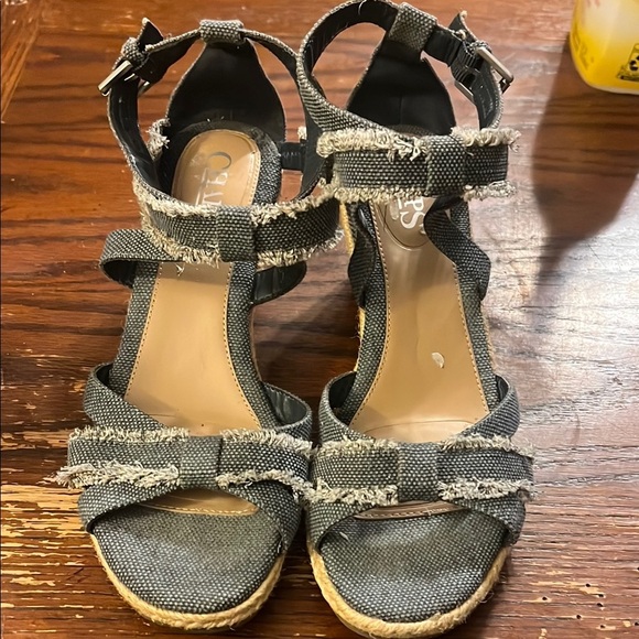 Stylish Distressed Denim Women's Sandals - Picture 1 of 4